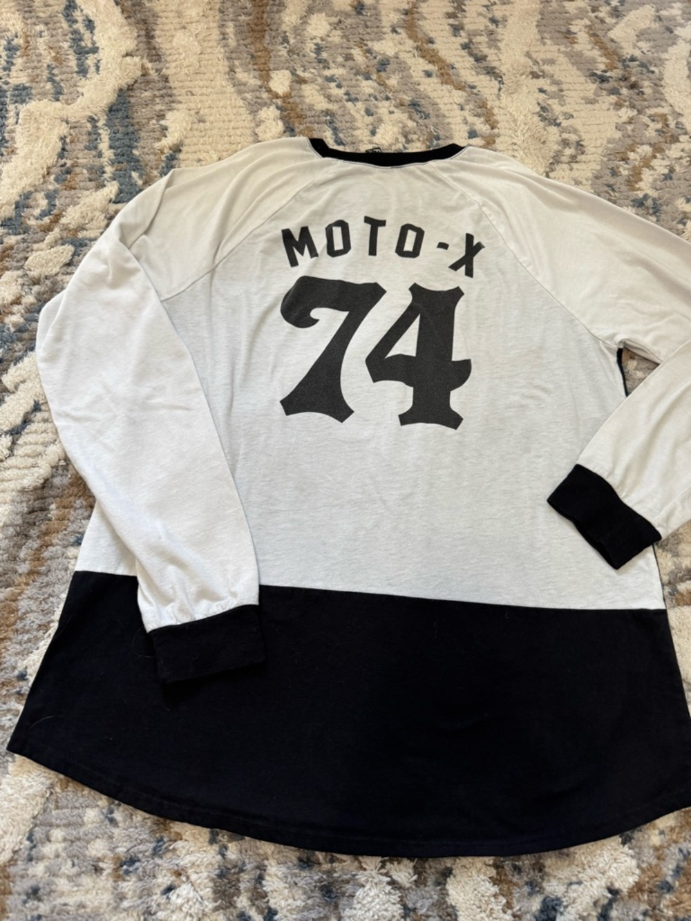 Fox Black and White Long Sleeve Raglan Tee